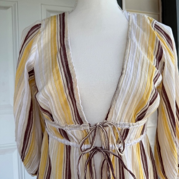 H&M Tie Front Top SZ 6‎ Boho Hippie Striped Casual Vacation - Picture 3 of 7